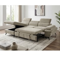 cream fabric sofabed with storage