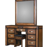 wooden dressing table with mirror and stool