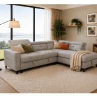 grey fabric corner suite