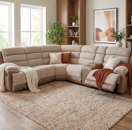 two tone fabric corner recliner sofa