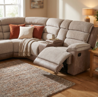two tone fabric corner recliner sofa 