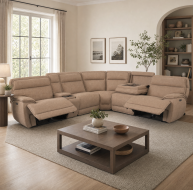 beige fabric modular recliner corner sofa