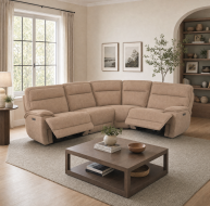 beige fabric recliner corner sofa