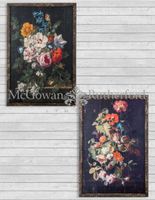 Set of 2 Antiqued Boho Floral Wall Prints