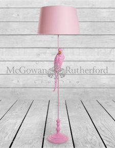 Matt Pink Parrot Floor Lamp with Pink Shade