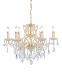 6 Branch Antique Crackle White Shallow Chandelier