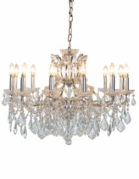 Shallow Silver Leaf 12 Branch Chandelier