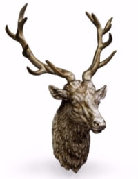 Large Antique Silver Stag Wall Head