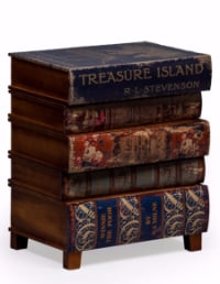 Antiqued Stacked Children's Books Side Cabinet