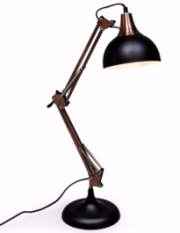 Matt Black/Vintage Copper Arms Traditional Desk Lamp (Black Fabric Flex)