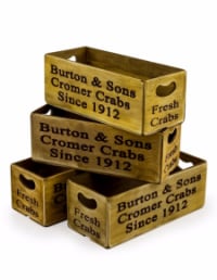 Set of 4 Antiqued "Cromer Crabs" Wooden Boxes