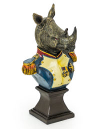 Small Gentry Rhino Bust on Square Base