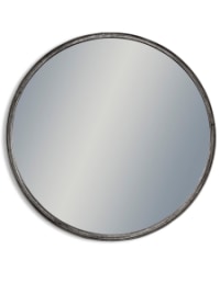 Large Black and Pewter Deep Framed Cylinder Mirror