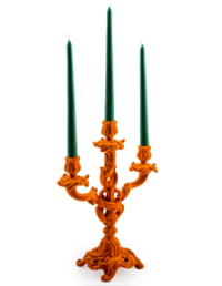 Bright Orange Flock Ornate Candelabra