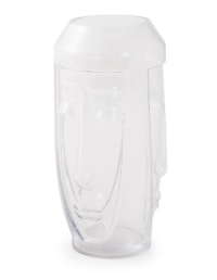 Tall Clear Glass Deco Face Vase