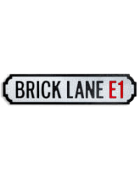 Antiqued Wooden "Brick Lane E1" Road Sign