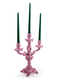 Soft Pink Flock Ornate Candelabra