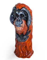 Hand Painted Ceramic Orangutan Head Vase