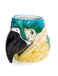 Hand Painted Ceramic Blue Macaw/Parrot Head Storage Jar/Vase