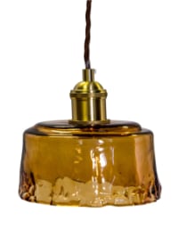 Antique Brass Pendant Light with Amber Glass Shade