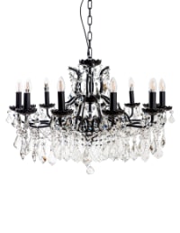 Large 12 Branch Matt Black Shallow Chandelier