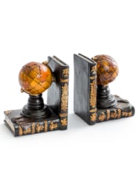 Antiqued Pair of Globe Bookends