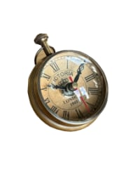 Antiqued Brass Magnified Table Clock