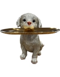 Antique Silver Labrador Holding Gold Tray