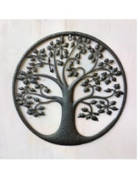 Matt Black Hammered-Effect "Tree of Life" Wall Decor