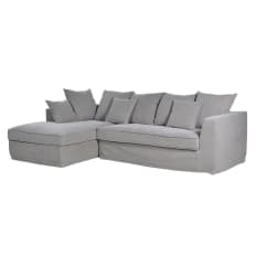 Grey Cotton Linen Fabric Corner Sofa 