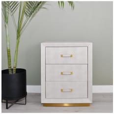 Ivory Textured 3 Drawer BedsideTable