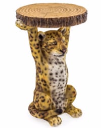 Leopard Holding "Trunk Slice" Side Table