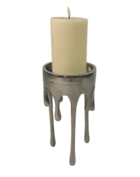 Large Raw Nickel "Dali" Drip Candle Holder