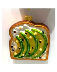 Avocado on Toast Decorative Glass Hanging Ornament (to be bought in qtys of 12)