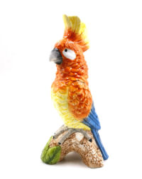 Orange Parrot on Perch Ceramic Vase