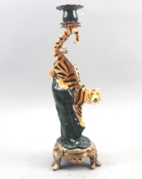 Antiqued Ornate Tiger Candle Holder