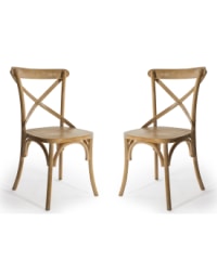 Pair of Reclaimed Elm Cross-Back Dining Chairs (MAIL ORDER BOXED)