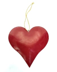 Medium Red Metal Hanging Heart Ornament (to be bought in qtys of 6)