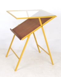 Mustard Yellow Metal Side Table w/ Magazine Rack