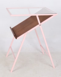 Baby Pink Metal Side Table w/ Magazine Rack