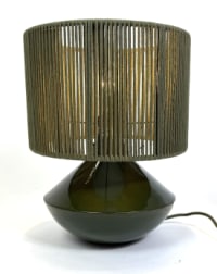 Forest Green Table Lamp w/ Ribbed Corded Shade (to be bought in qtys of 2)