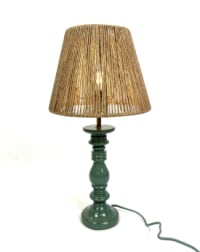 Pale Green Table Lamp w/ Natural Ribbed Rope Shade (to be bought in qtys of 2)