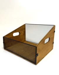 Classic Wood and Metal Mesh Record Box