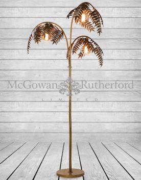Antique Gold Palm Leaf Floor Lamp