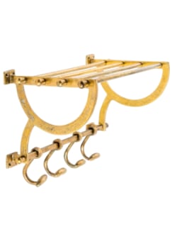 Antique Gold Luggage Rack with Coat Hooks