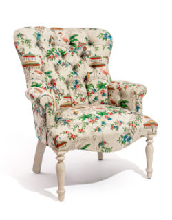Chinoserie Tropical Button Back Occasional Chair - Hand Made in the UK