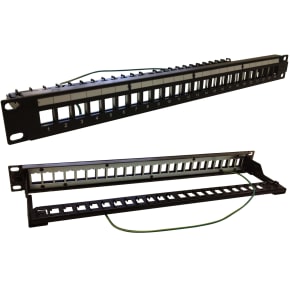 TUK FFK24MTMC  1x24 Port Keystone Panel 1U + Lacing Bar/Earth - Black