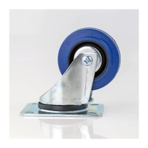 Penn W0990/80 Castor with Swivel Blue Rubber Wheel - 80mm (80kg)