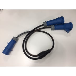 StageCable  16A 240V Plug to 2 x 16A Sockets Parallel Y Splitter