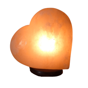 Salt Heart Lamp, Wt Wood Base